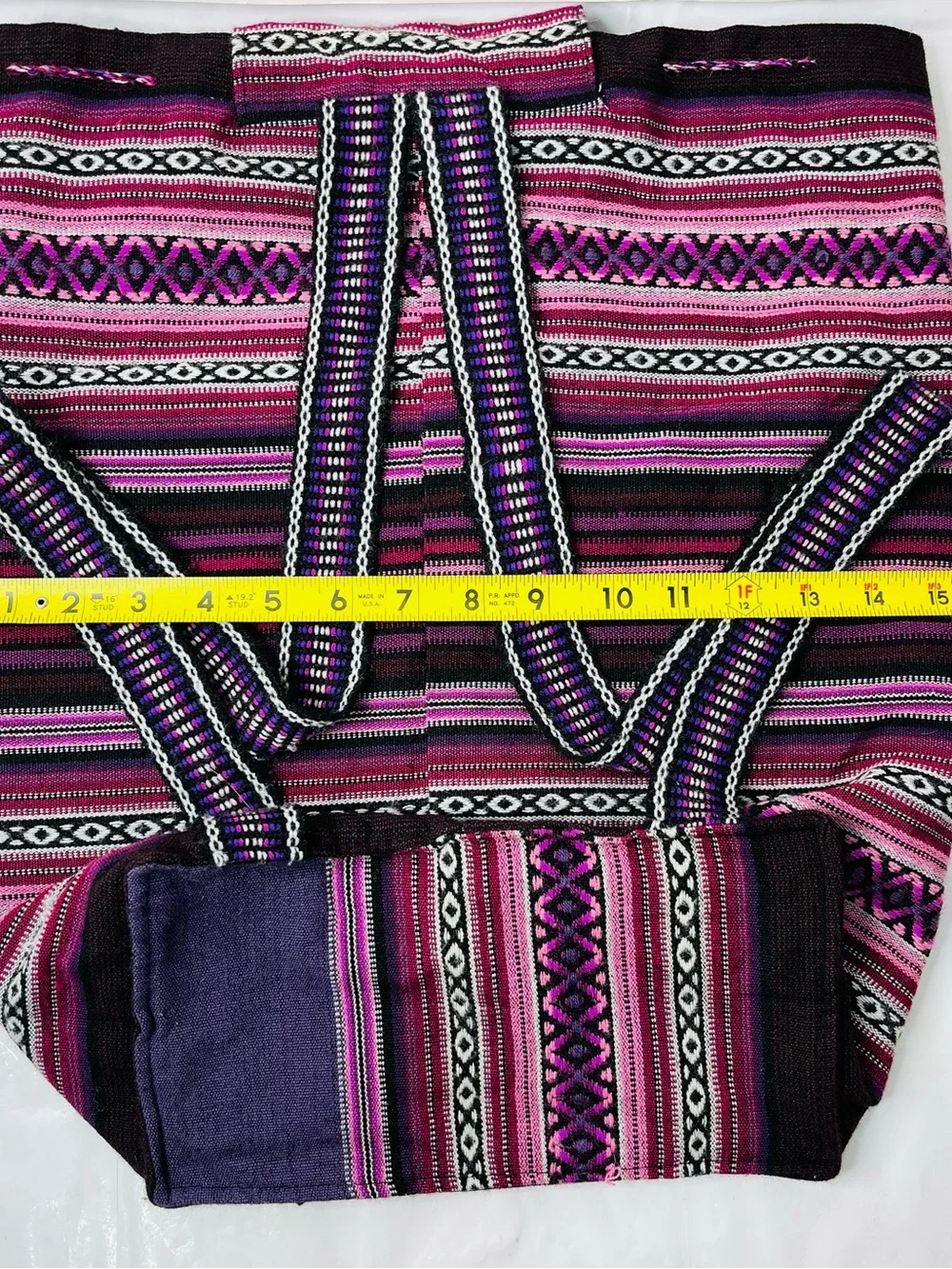 Authentic Mexican style unisex woven serape back sack drawstring